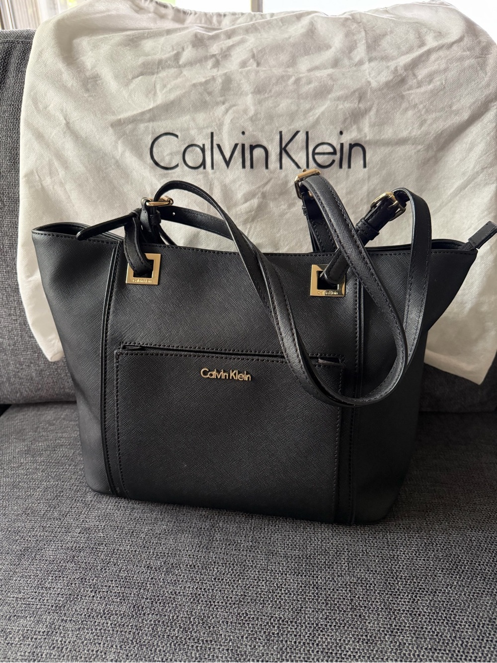 Calvin Klein Black Tote with Gold Accents